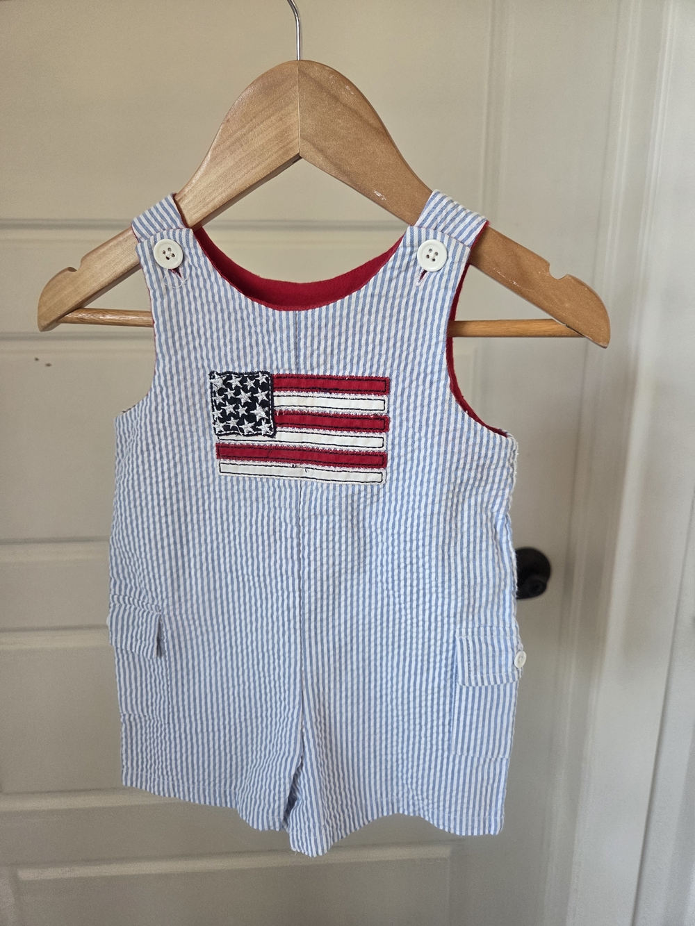 Good Lad Blue and White Seersucker American Flag One-Piece
